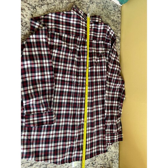 Chaps Men XL Shirt Red Black White Plaid Long Sleeve Button Down Academia Preppy - Picture 10 of 11